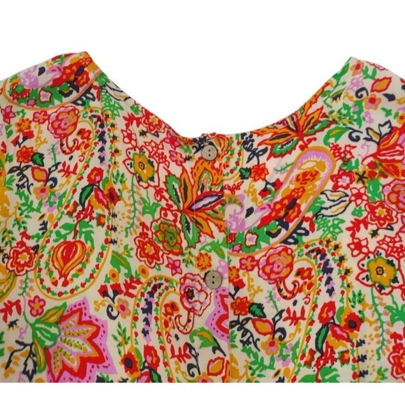 Cynthia Rowley Womens Floral Paisley Blouse 1X Button Back Lightweight Rayon Top - Picture 5 of 8